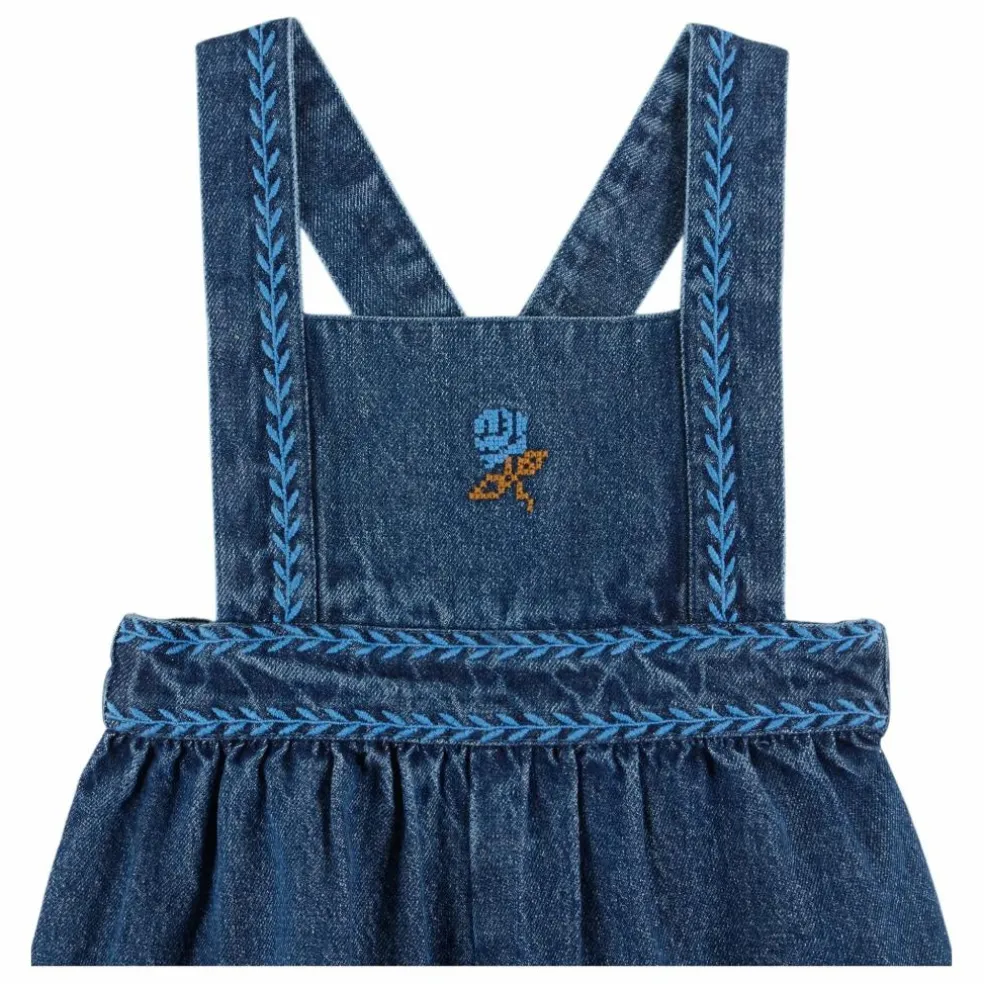 Salopette en Jean Brodée | Bleu