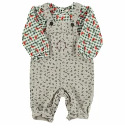 Salopette Fleurie Bébé | Gris clair
