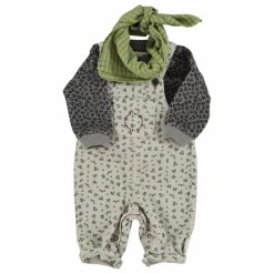 Salopette Fleurie Bébé | Gris clair