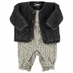 Salopette Fleurie Bébé | Gris clair