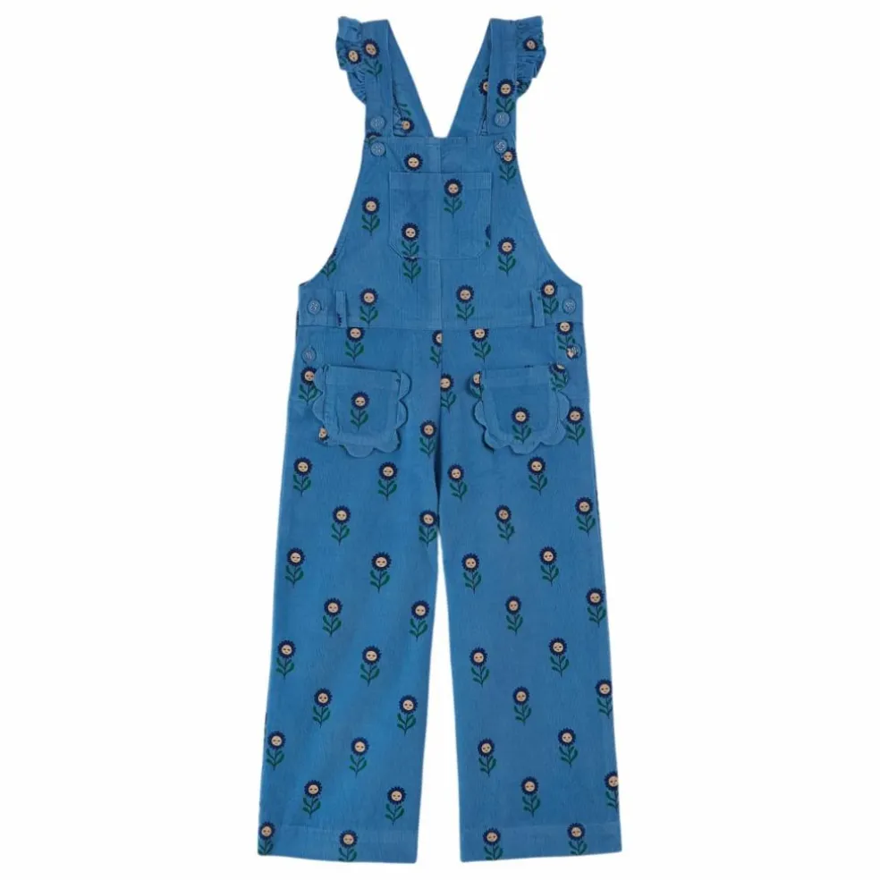 Salopette Fleurie Velours Côtelé | Bleu
