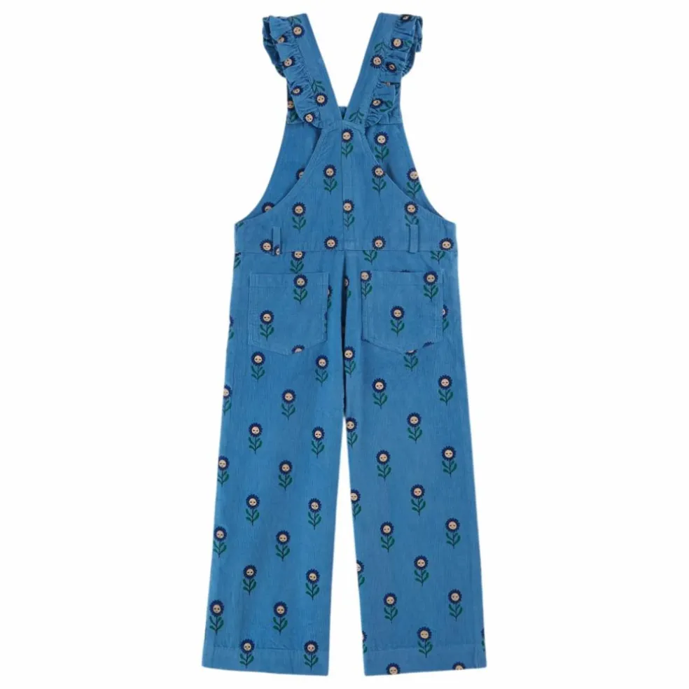 Salopette Fleurie Velours Côtelé | Bleu