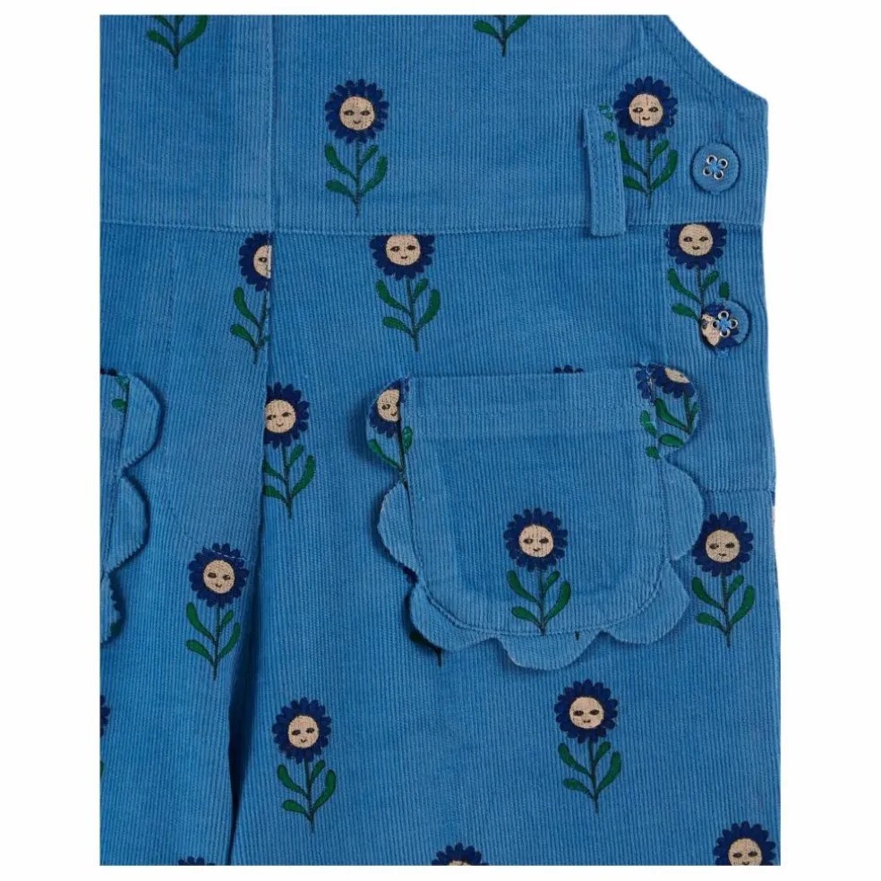Salopette Fleurie Velours Côtelé | Bleu