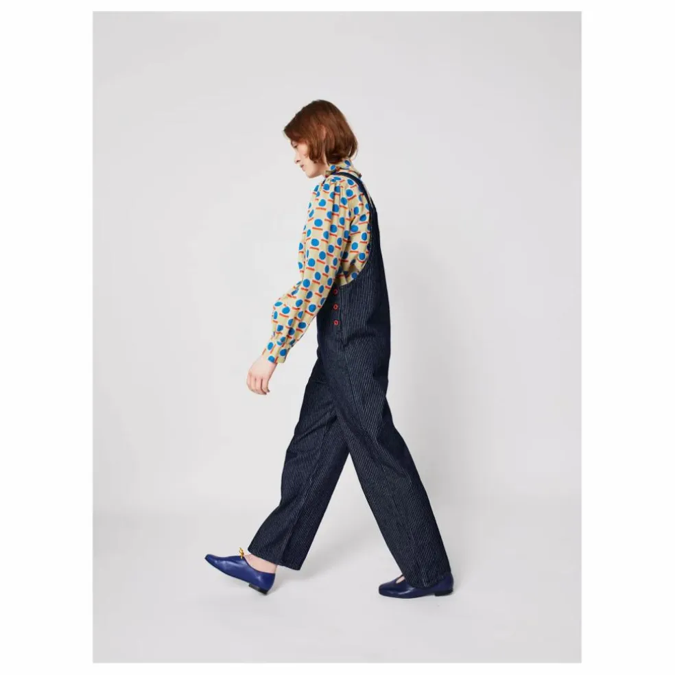 Salopette Rayée Denim Coton Bio - Collection Femme | Bleu marine