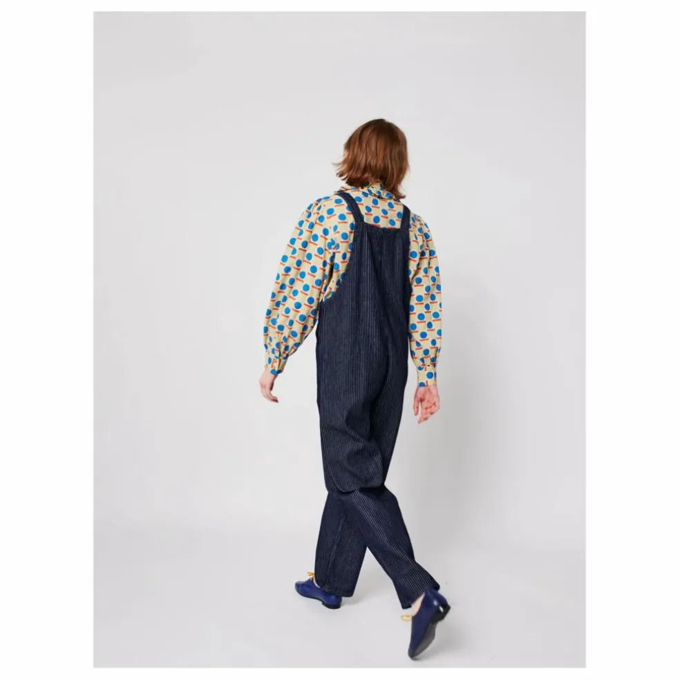 Salopette Rayée Denim Coton Bio - Collection Femme | Bleu marine