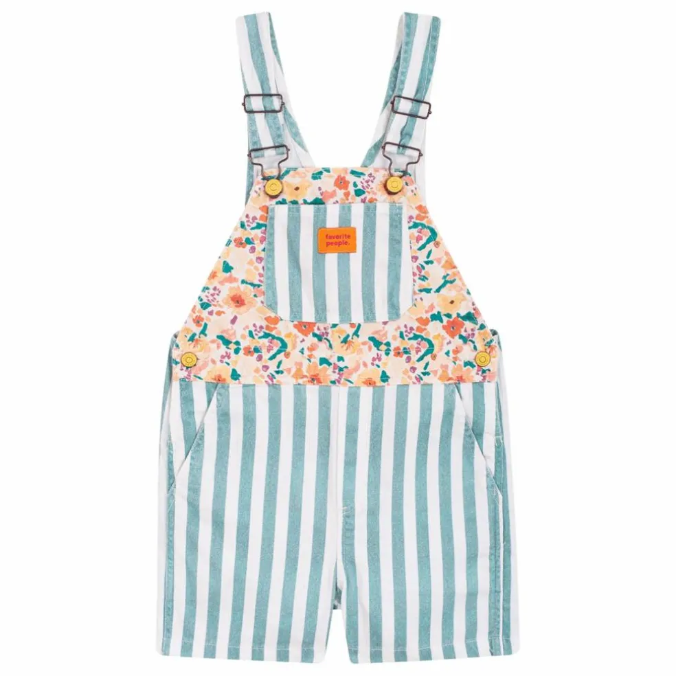 Salopette Short Fleur | Bleu canard
