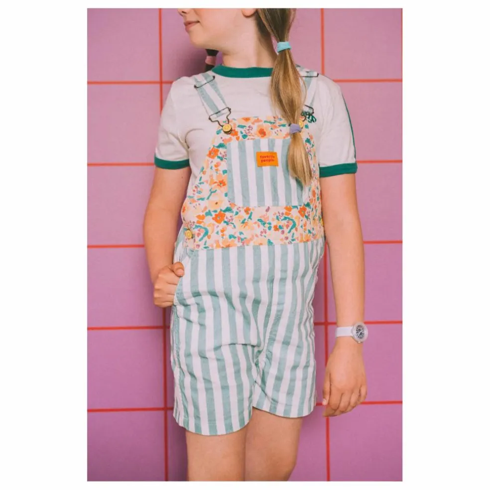 Salopette Short Fleur | Bleu canard