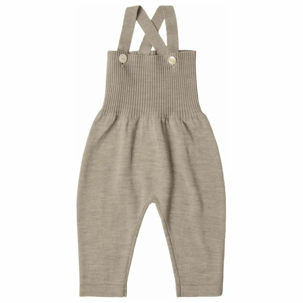 Salopette Taille Haute Laine de Mérinos | Beige chiné