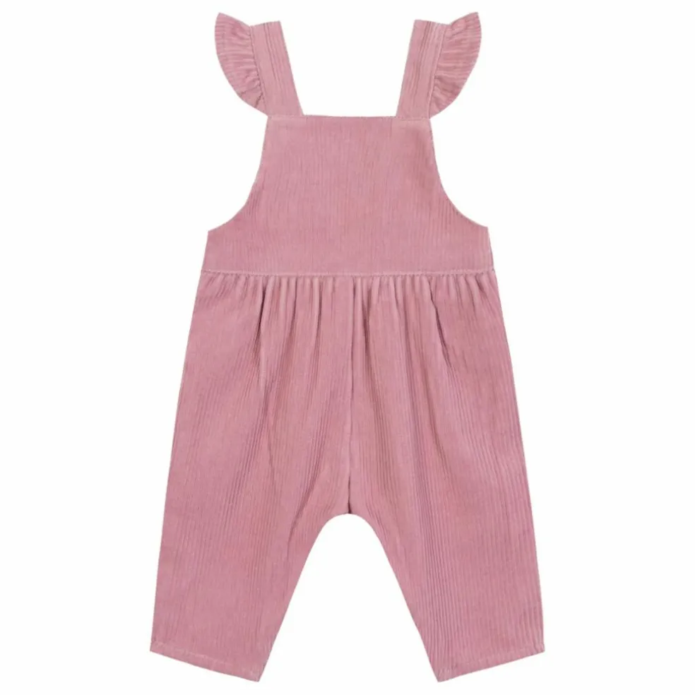 Salopette Velours Côtelé Volants | Rose pâle