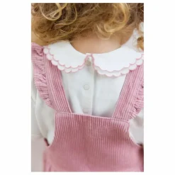 Salopette Velours Côtelé Volants | Rose pâle