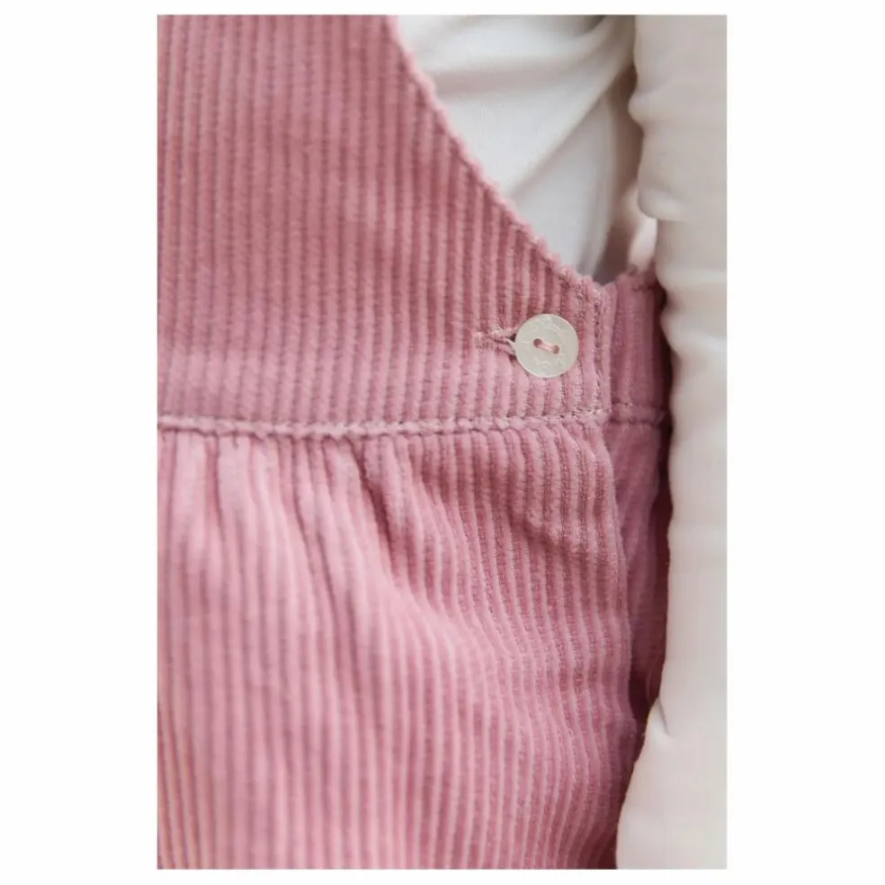 Salopette Velours Côtelé Volants | Rose pâle