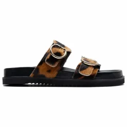 Sandales Double Boucles Léopard | Camel