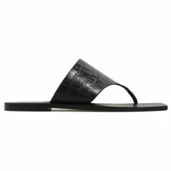 Sandales Paton Embossées Crocodile | Noir