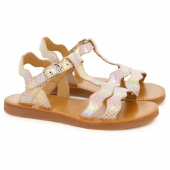 Sandales Plagette Frizz | Or rose