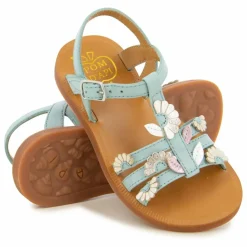 Sandales Plagette Multi Daisy | Bleu turquoise