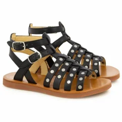 Sandales Plagette Stud | Noir mat