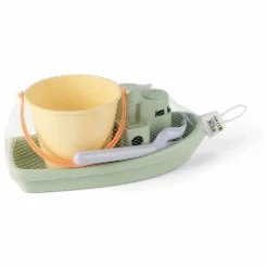 Seau et bateau de plage avec leurs accessoires en bioplastique