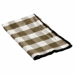 Serviette Bourdon noir toile mimi | Vichy Kaki
