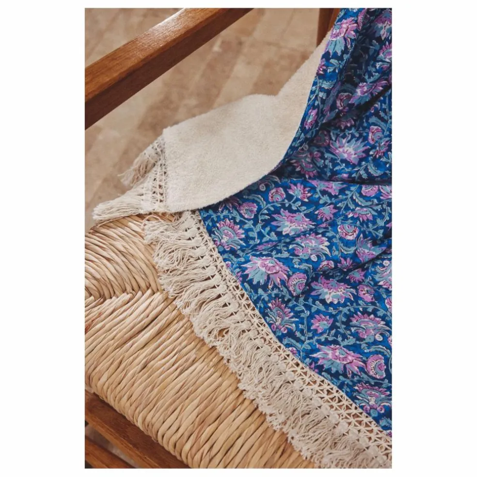 Serviette de plage Lana en coton bio | Bleu foncé