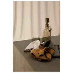 Serviette de table en lin lavé-surfilée - Set de 4 | Vert kaki