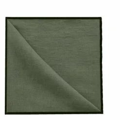 Serviette de table en lin lavé-surfilée - Set de 4 | Vert kaki