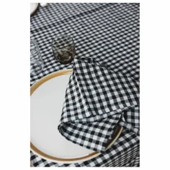 Serviette de table en lin lavé vichy | Noir
