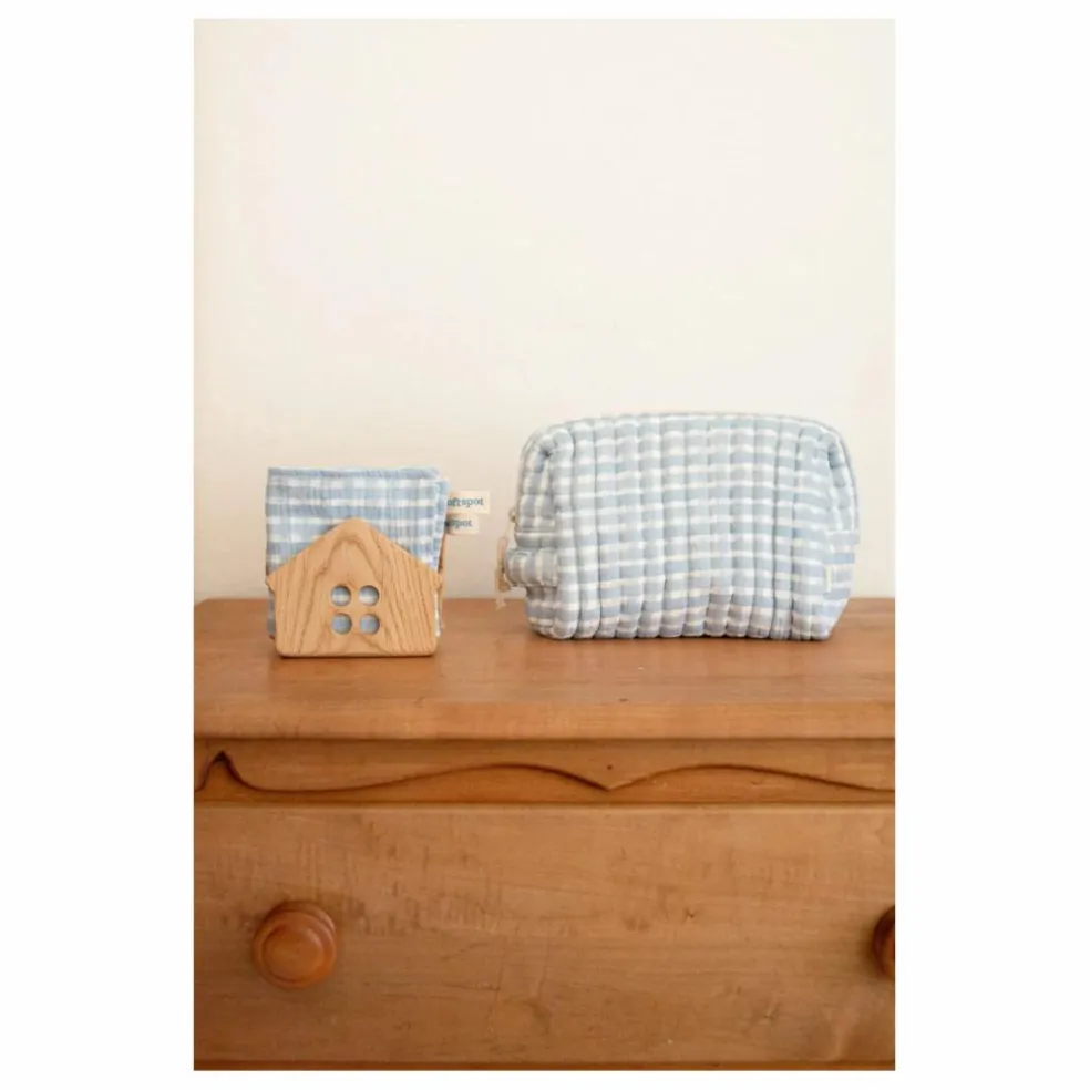 Serviettes Cottage en coton bio - Set de 3 | Bleu