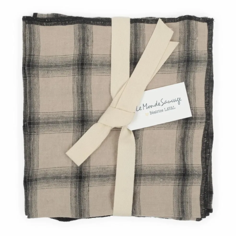 Serviettes de table Highlands en lin lavé - Set de 4 | Beige rosé