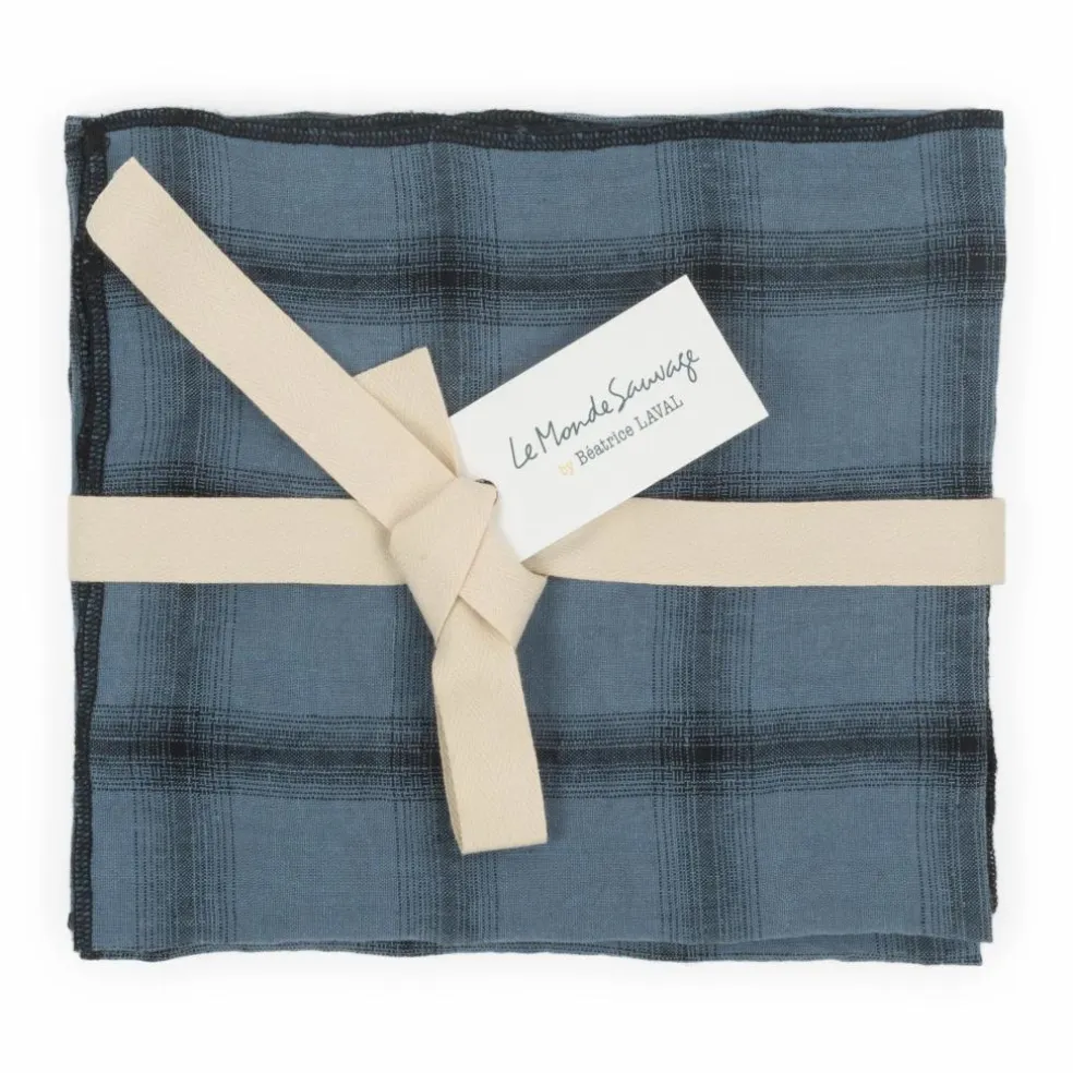 Serviettes de table Highlands en lin lavé - Set de 4 | Bleu nuit