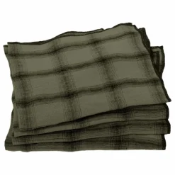 Serviettes de table Highlands en lin lavé - Set de 4 | Vert kaki