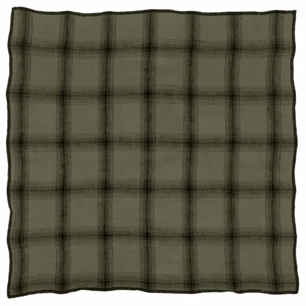 Serviettes de table Highlands en lin lavé - Set de 4 | Vert kaki