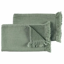 Serviettes d'invité en coton bio Luna - Set de 2 | Vert céladon