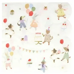 Serviettes en papier d'anniversaire Animal Friends - Set de 16