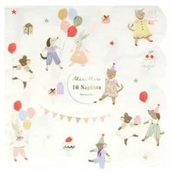 Serviettes en papier d'anniversaire Animal Friends - Set de 16