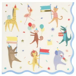 Serviettes en papier Parade des animaux - Set de 16