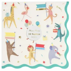Serviettes en papier Parade des animaux - Set de 16