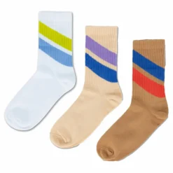 Set 3 Paires Chaussettes Rayure | Camel