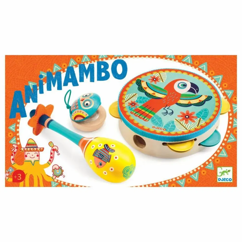 Set de 3 instruments tambourin, maracas, castagnettes
