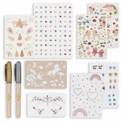 Set de tatouages temporaires et bijoux pour le visage | Rose