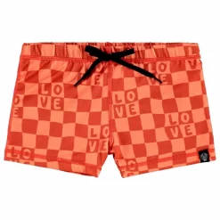 Short de Bain Anti-UV Checkered Love Fibres Recyclées | Corail
