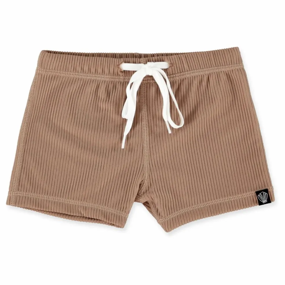 Short de Bain Anti-UV Côtelé | Marron