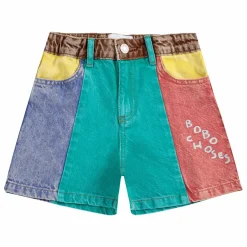 Short en Jean Colorblock Coton Bio | Turquoise