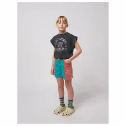Short en Jean Colorblock Coton Bio | Turquoise