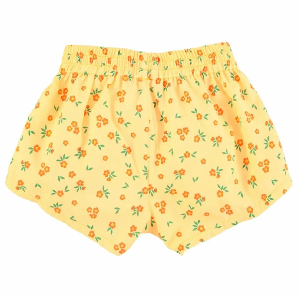 Short Fleuri Coton Bio | Jaune