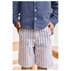 Short Ourlets Rayé | Bleu indigo