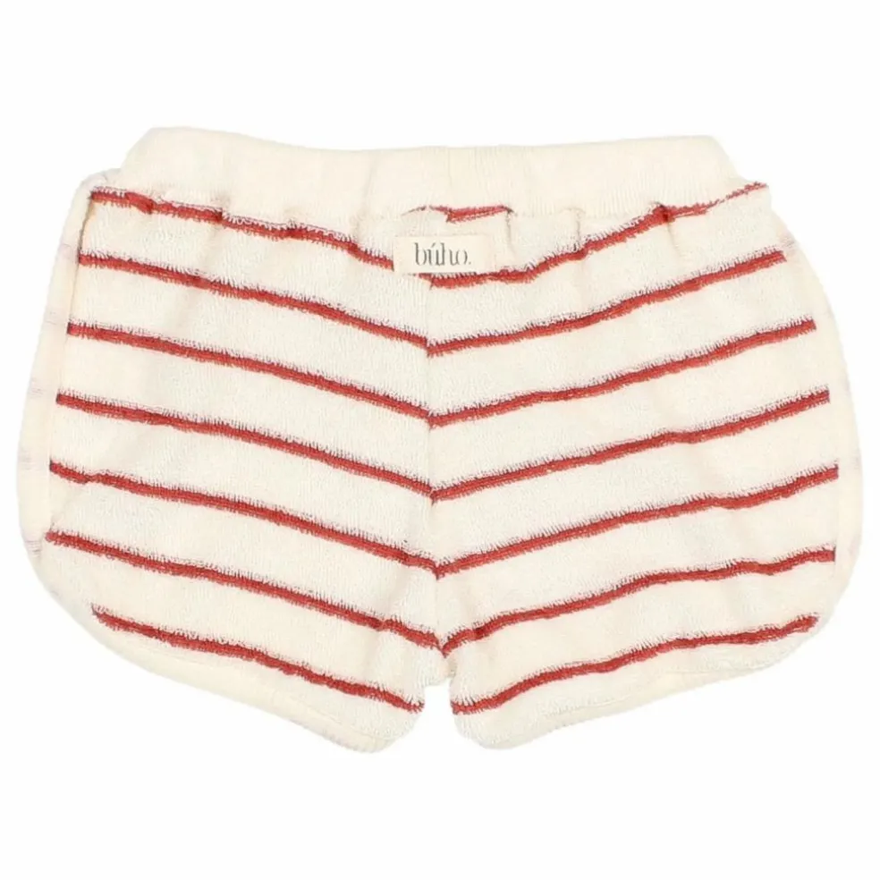 Short Terry Rayures Eponge Bébé Coton Bio | Rouge