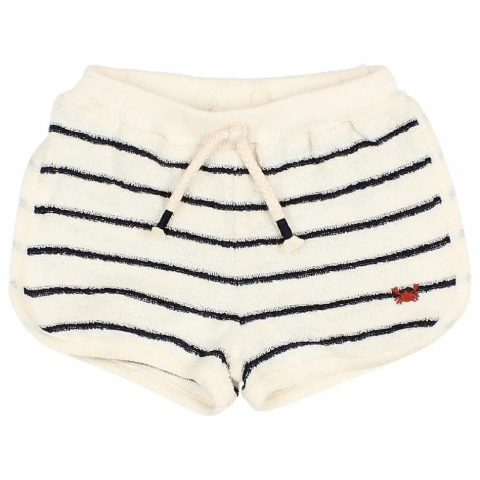 Short Terry Rayures Eponge Bébé Coton Bio | Bleu