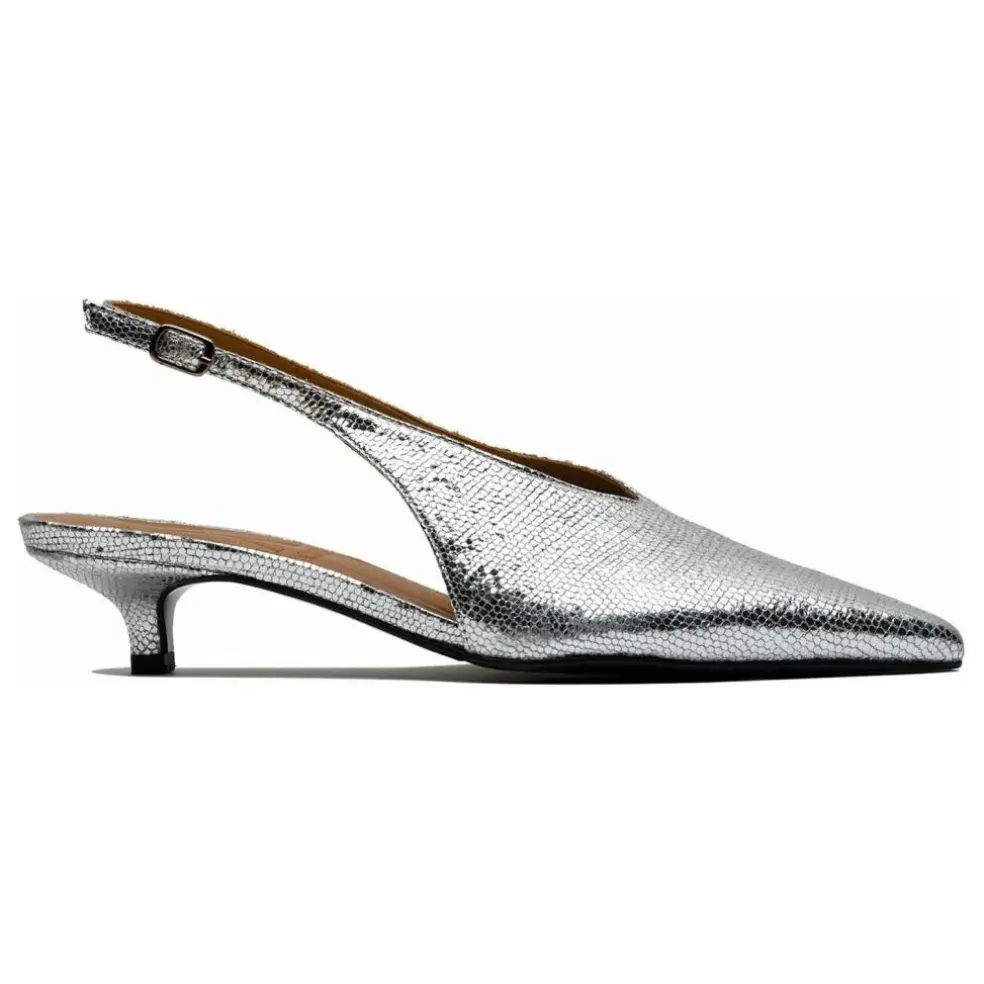 Slingback à Talons Métallisées | Argenté