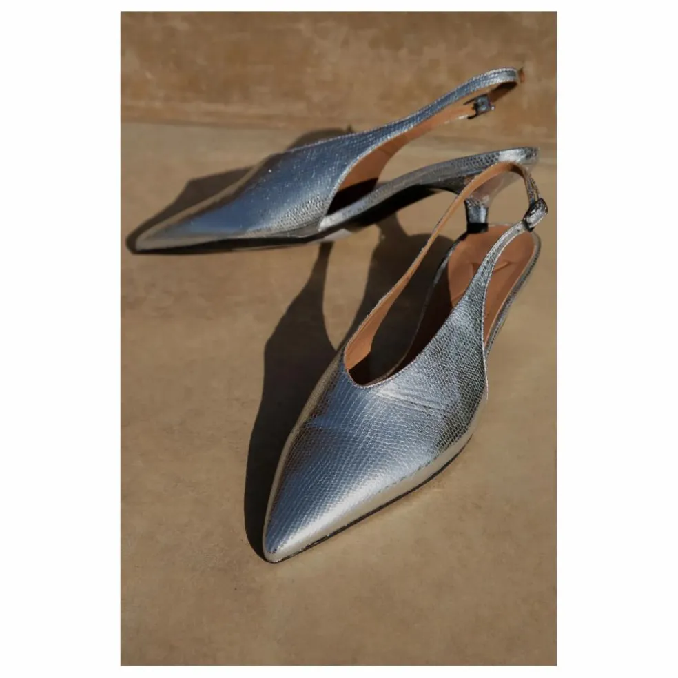 Slingback à Talons Métallisées | Argenté