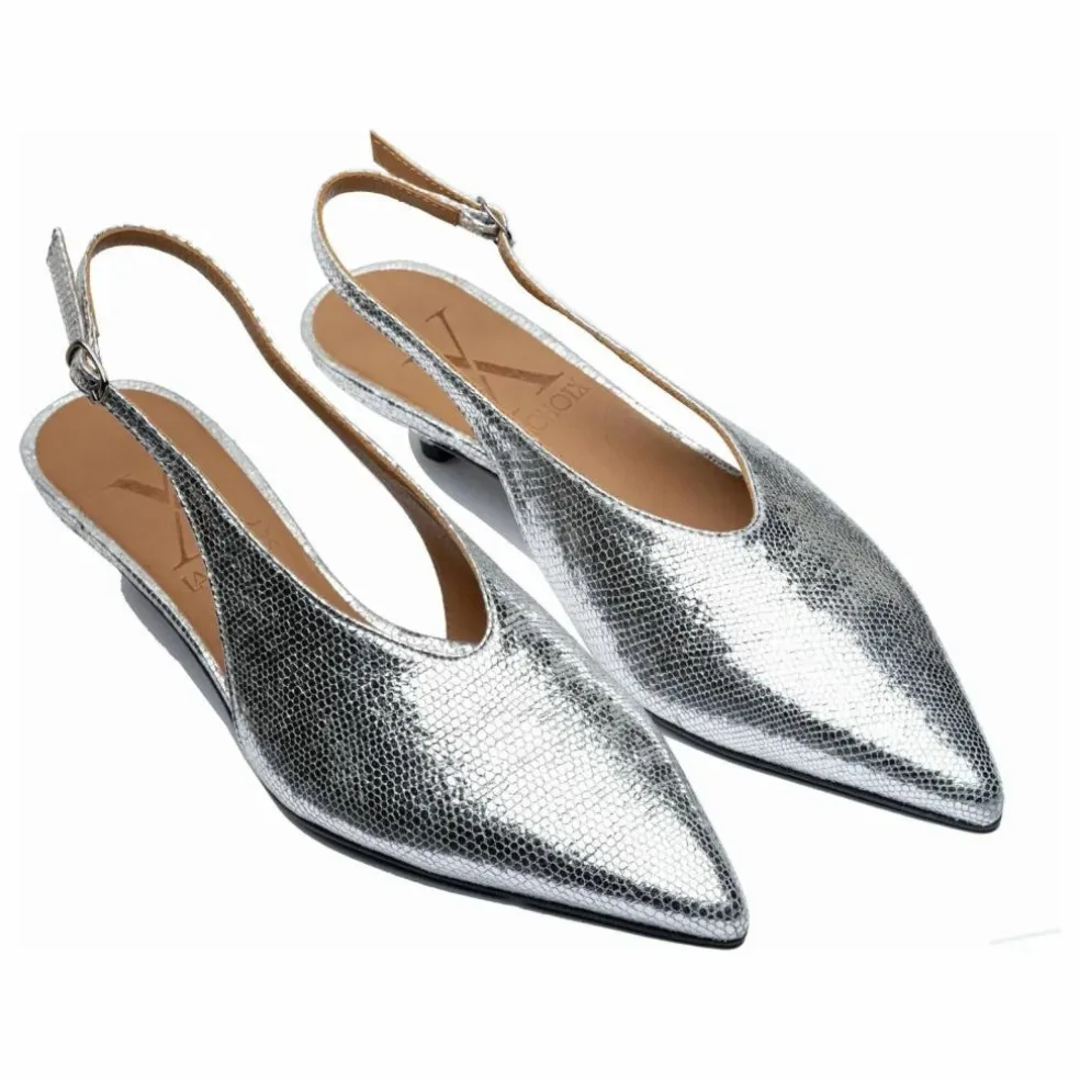 Slingback à Talons Métallisées | Argenté